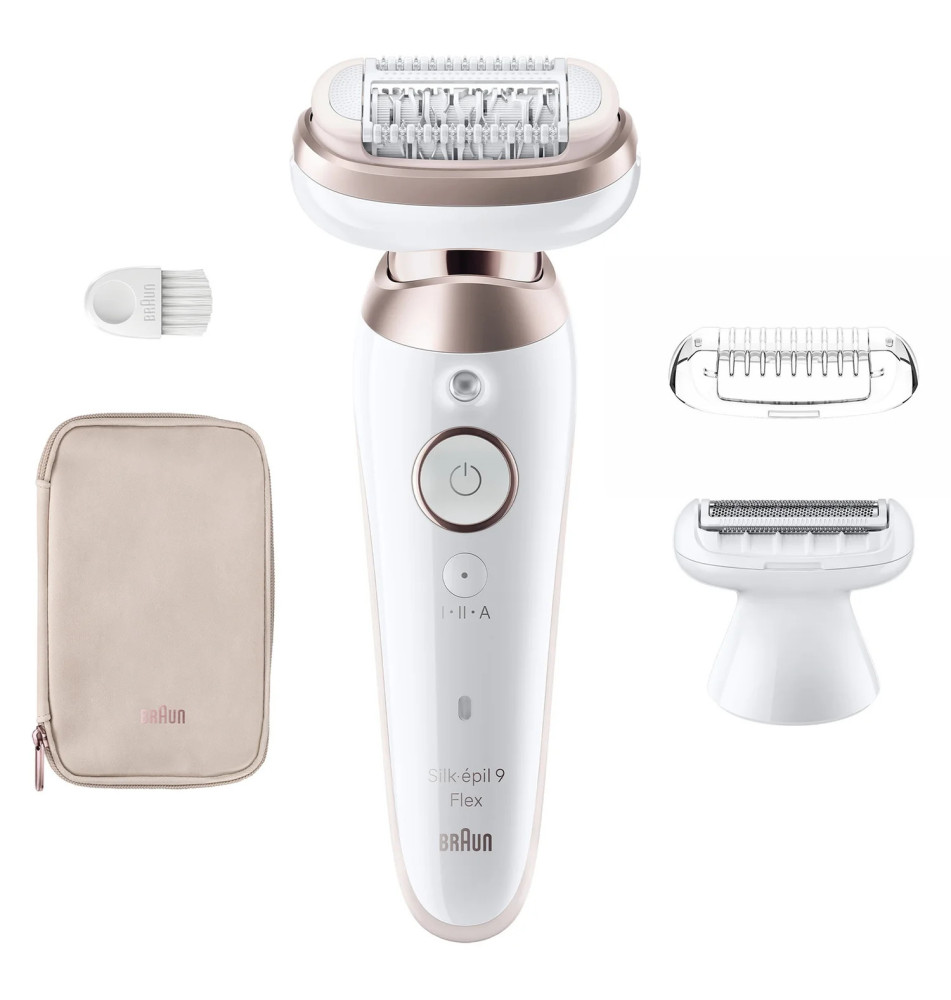 Depiladora BRAUN Silk-épil 9 Flex (50 minutos de autonomia - 2 velocidades - Branco Dourado)