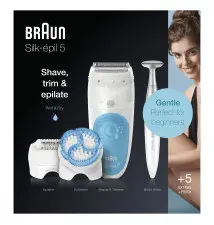Depiladora BRAUN Silk-épil 5 (5 cabeças - Waterproof - Azul Branco)