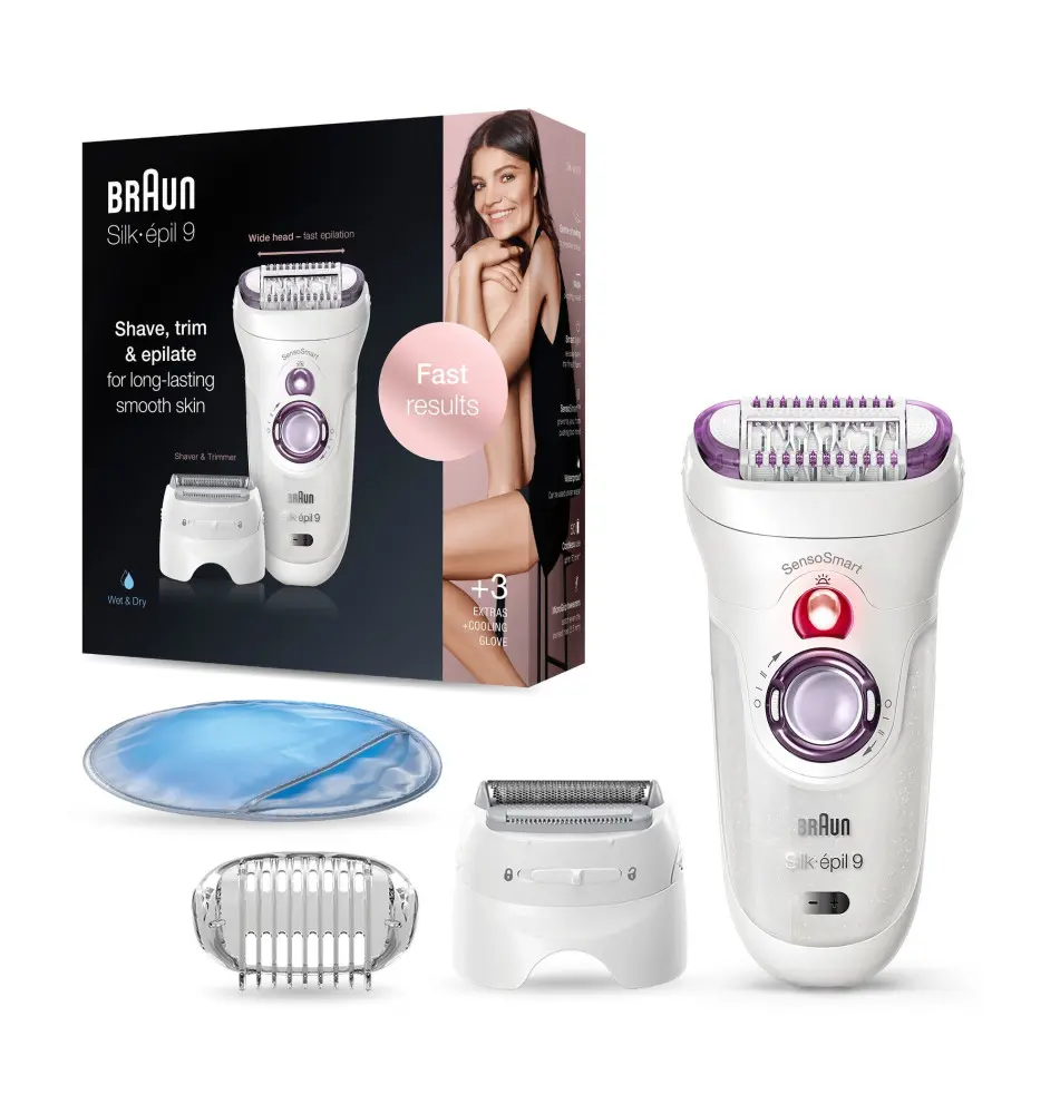 Depiladora BRAUN Silk-épil 9 (50 minutos de autonomia - 4 cabeças - Branco Violeta)
