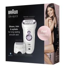 Depiladora BRAUN Silk-épil 9 (50 minutos de autonomia - 4 cabeças - Branco Violeta)