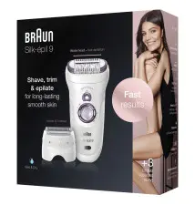 Depiladora BRAUN Silk-épil 9 (50 minutos de autonomia - 4 cabeças - Branco Violeta)