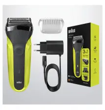 Máquina de Barbear BRAUN Series 3 300BT (3 cabeças - 5 pentes - Preto Verde)