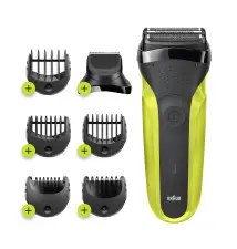 Máquina de Barbear BRAUN Series 3 300BT (3 cabeças - 5 pentes - Preto Verde)