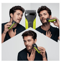 Máquina de Barbear BRAUN Series 3 300BT (3 cabeças - 5 pentes - Preto Verde)