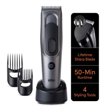 Aparador de Cabelo BRAUN Hair Clipper Series 7 (17 medidas - 50 minutos de autonomia - Preto Cinzento)
