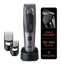Aparador de Cabelo BRAUN Hair Clipper Series 7 (17 medidas - 50 minutos de autonomia - Preto Cinzento)