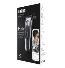 Aparador de Cabelo BRAUN Hair Clipper Series 7 (17 medidas - 50 minutos de autonomia - Preto Cinzento)
