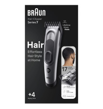 Aparador de Cabelo BRAUN Hair Clipper Series 7 (17 medidas - 50 minutos de autonomia - Preto Cinzento)