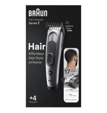 Aparador de Cabelo BRAUN Hair Clipper Series 7 (17 medidas - 50 minutos de autonomia - Preto Cinzento)