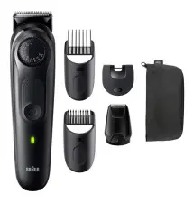 Aparador de Barba BRAUN BeardTrimmer 5 (40 medidas - 4 acessórios - Preto)