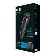 Aparador de Barba BRAUN BeardTrimmer 5 (40 medidas - 4 acessórios - Preto)