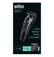Aparador de Barba BRAUN BeardTrimmer 3 (50 minutos de autonomia - 3 pentes - Preto)