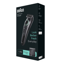 Aparador de Barba BRAUN BeardTrimmer 3 (50 minutos de autonomia - 3 pentes - Preto)