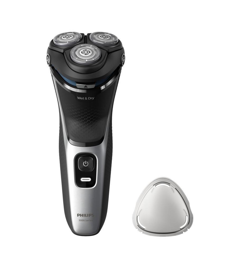 Máquina de Barbear PHILIPS Shaver 3000 (1 hora de autonomia - 3 lâminas - Preto Prateado)