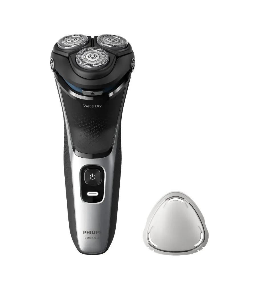 Máquina de Barbear PHILIPS Shaver 3000 (1 hora de autonomia - 3 lâminas - Preto Prateado)
