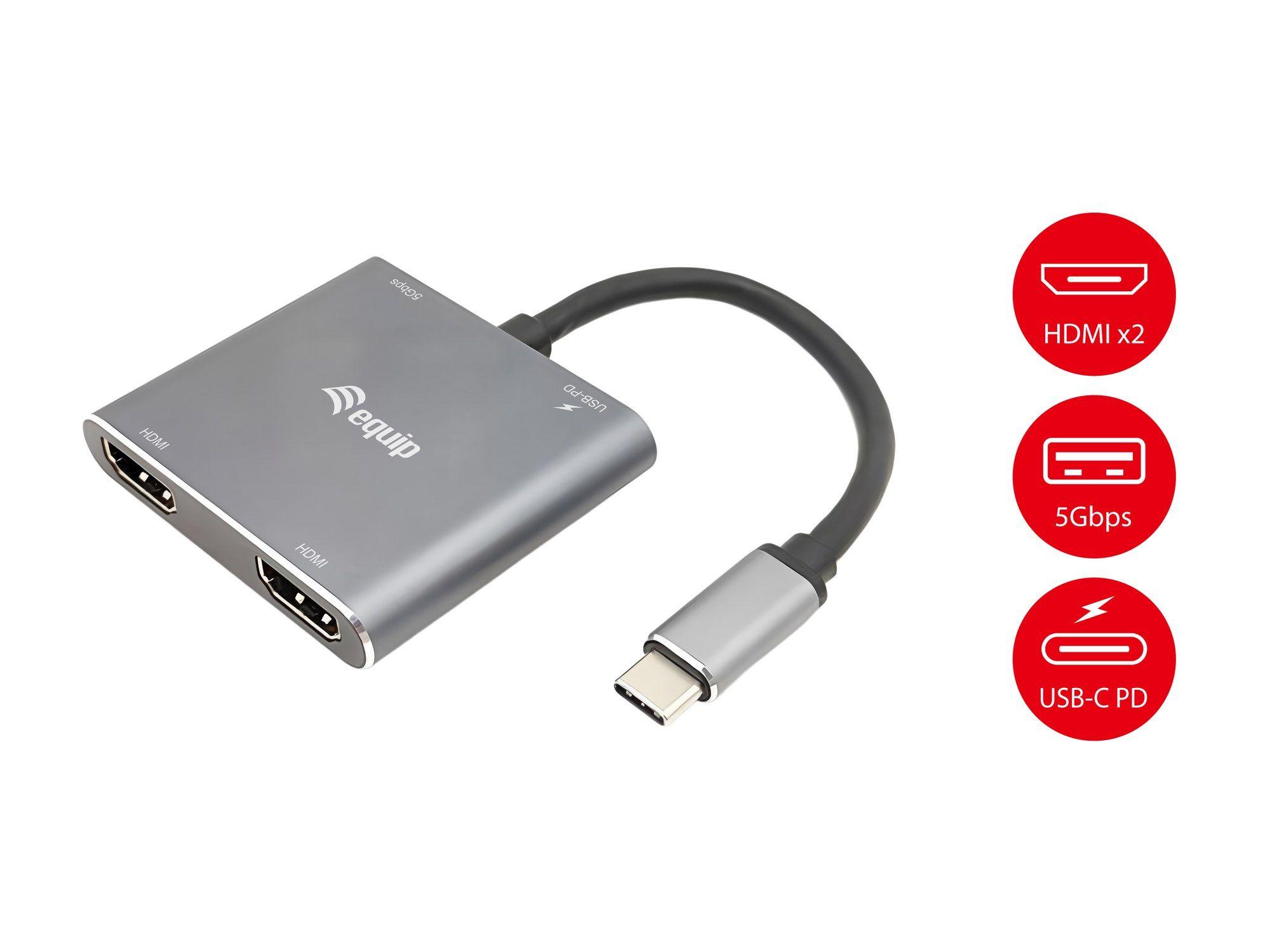 Adaptador USB-C Multiporta EQUIP 133484 (0,15 m - Prateado) — miniatura 3