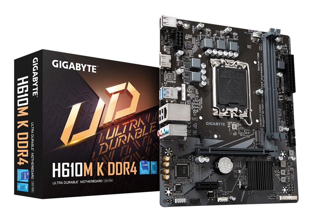 Motherboard GIGABYTE H610M K DDR4 (LGA 1700 - micro ATX - Duplo canal - Castanho)