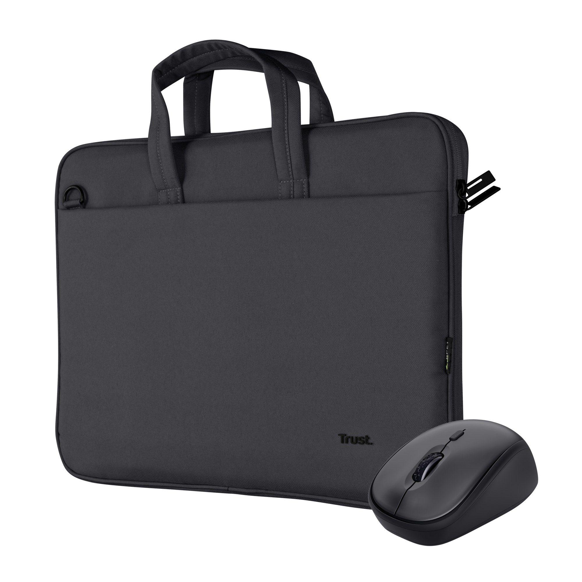 Conjunto de Mala para Portátil e Rato TRUST Bologna (16" - 40,6 cm - Altura 29 cm - Preto)