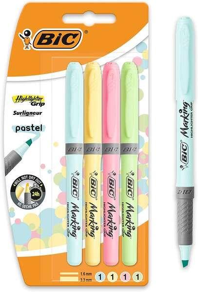 Marcadores Fluorescentes BIC Highlighter Grip Pastel (cores pastel)