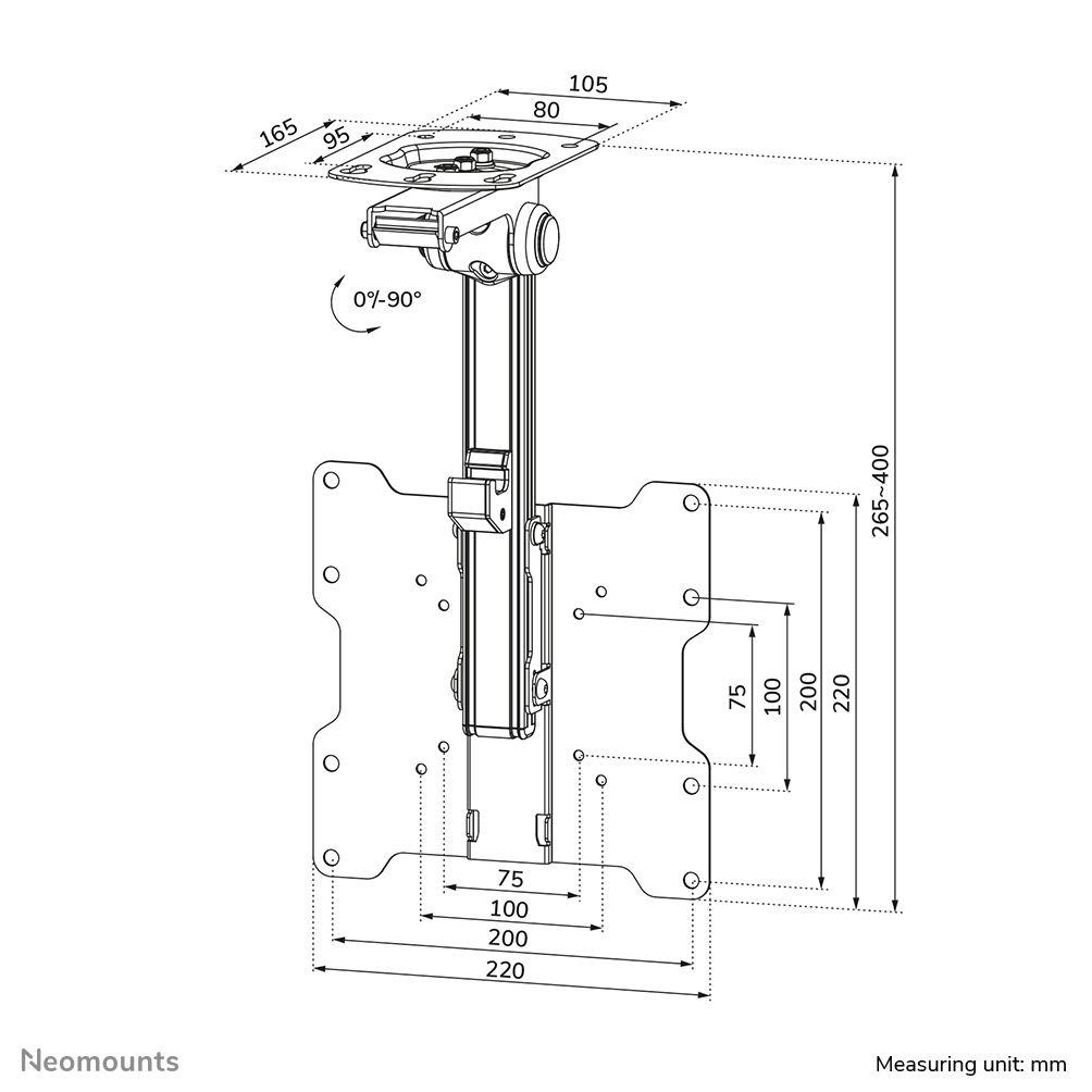 Suporte de Teto para TV NEOMOUNTS FPMA-C020BLACK (200 x 200 mm - 75 x 75 mm - 101,6 cm - Preto), miniatura 8