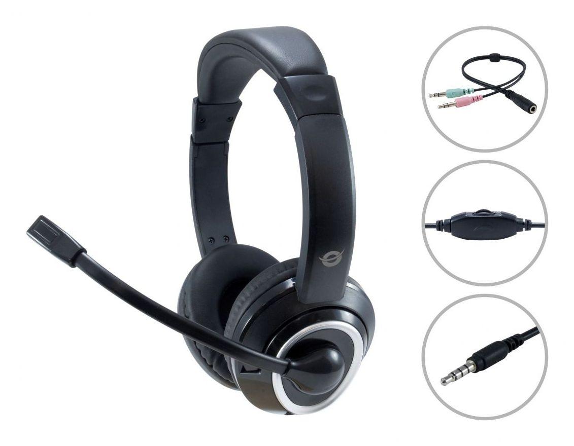 Headset Gaming CONCEPTRONIC POLONA02BA (Binaural - Com fios - Supra-aural - Preto)