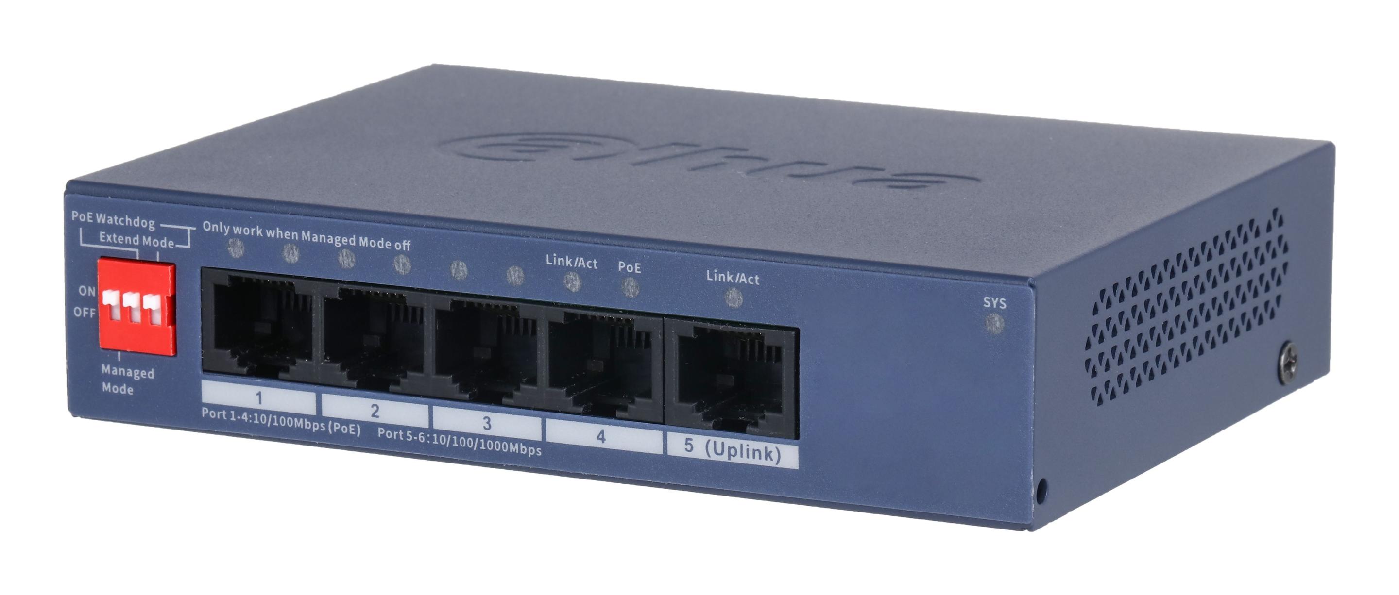 Switch DAHUA CS4005-4ET1GT-36 (10/100/1000 Mbit/s - 4 MB - 2,8 Gbit/s - Azul), imagem 1