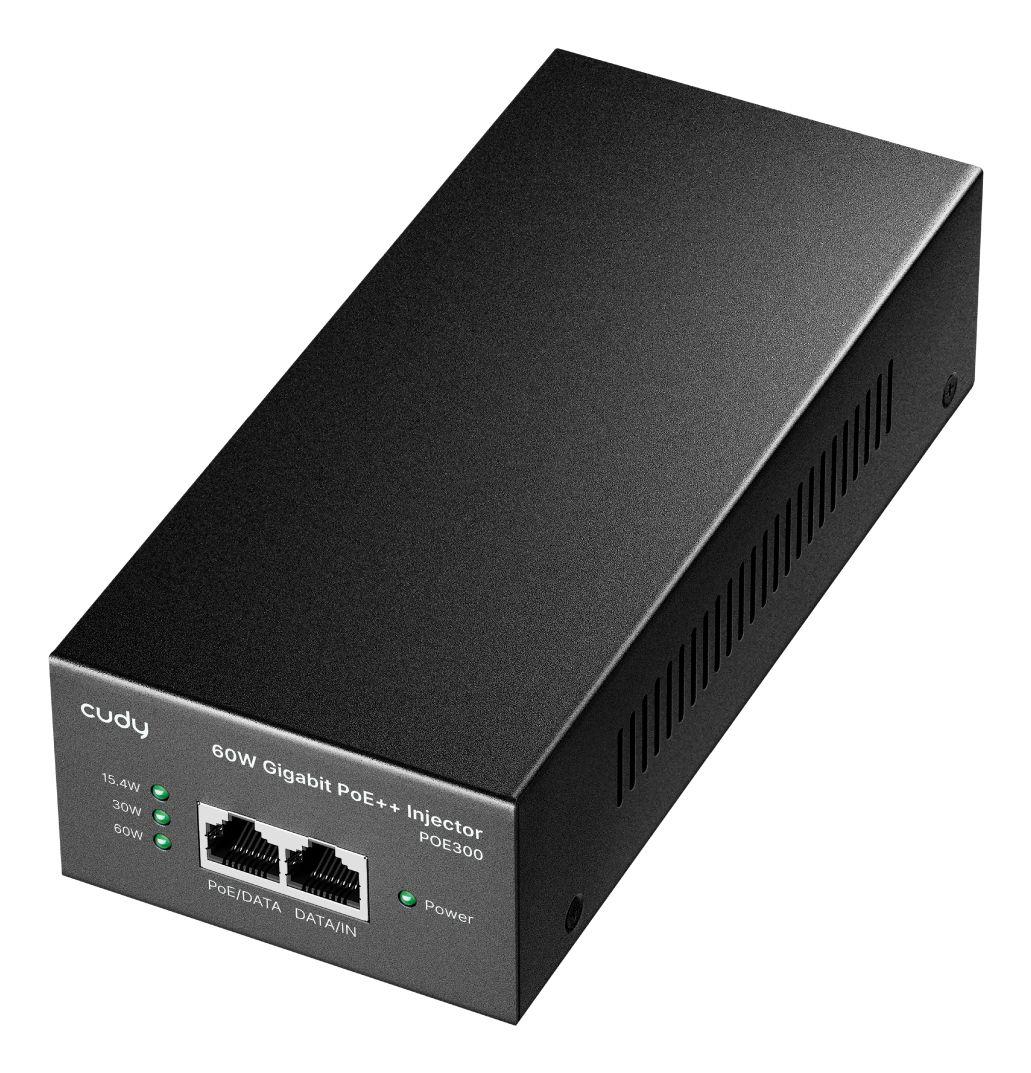 Injetor PoE Gigabit CUDY POE300 (Gigabit Ethernet - 1 unidade - 10/100/1000 Mbit/s - Preto)