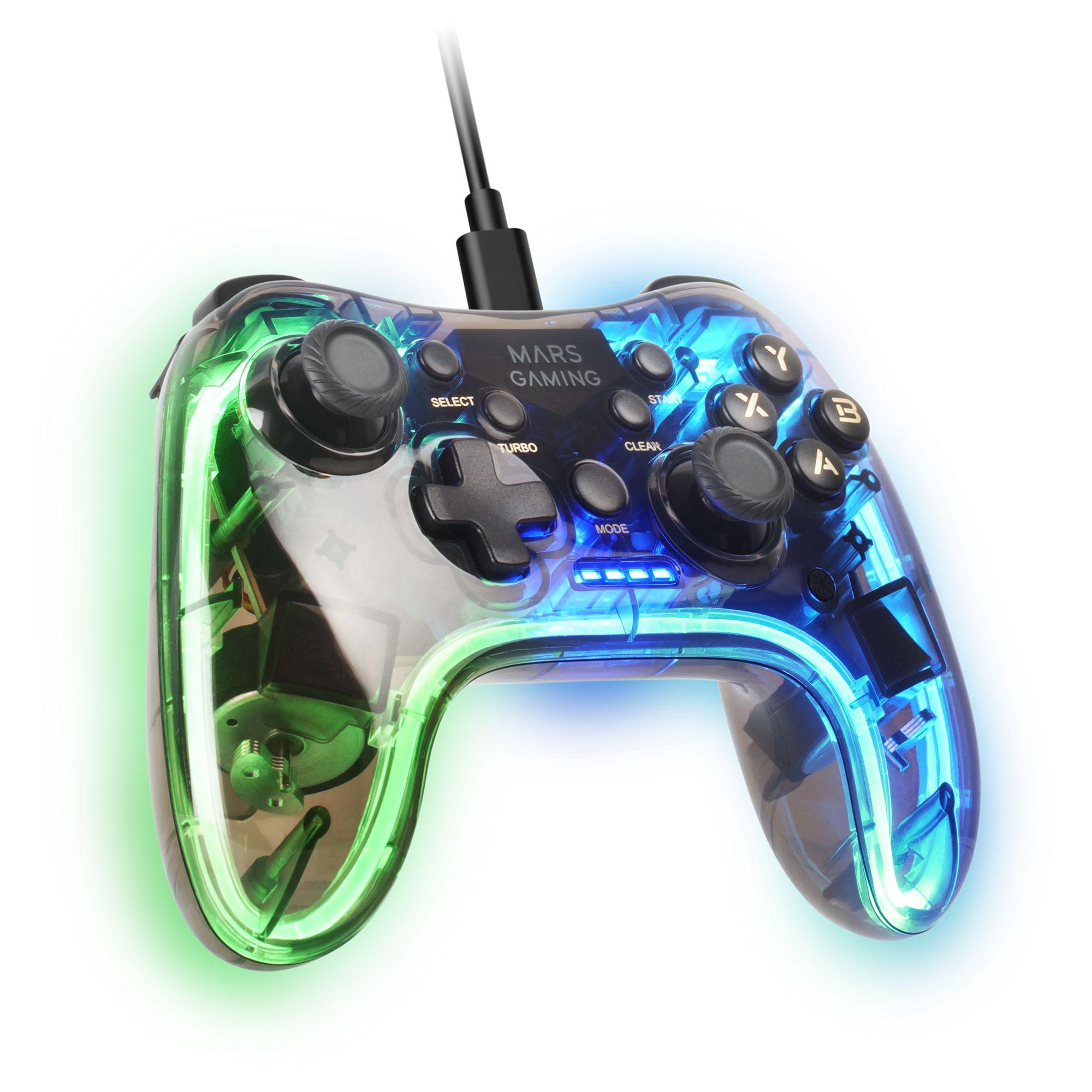 Comando MARS GAMING MGP-C (PlayStation/Nintendo Switch - Com fios - Transparente) — miniatura 3