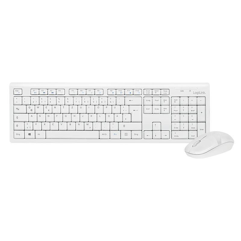 Conjunto de Teclado e Rato LOGILINK ID0104W (Alemão - Tamanho completo - USB - Branco)