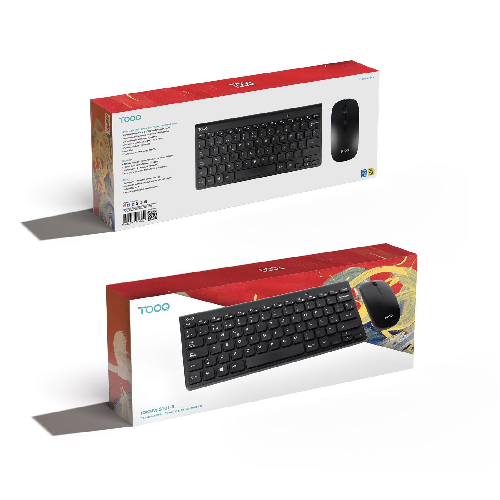 Teclado e Rato TOOQ TQKMW-3101-B (Interruptor de membrana - Compacto - RF Wireless - Preto) — miniatura 5