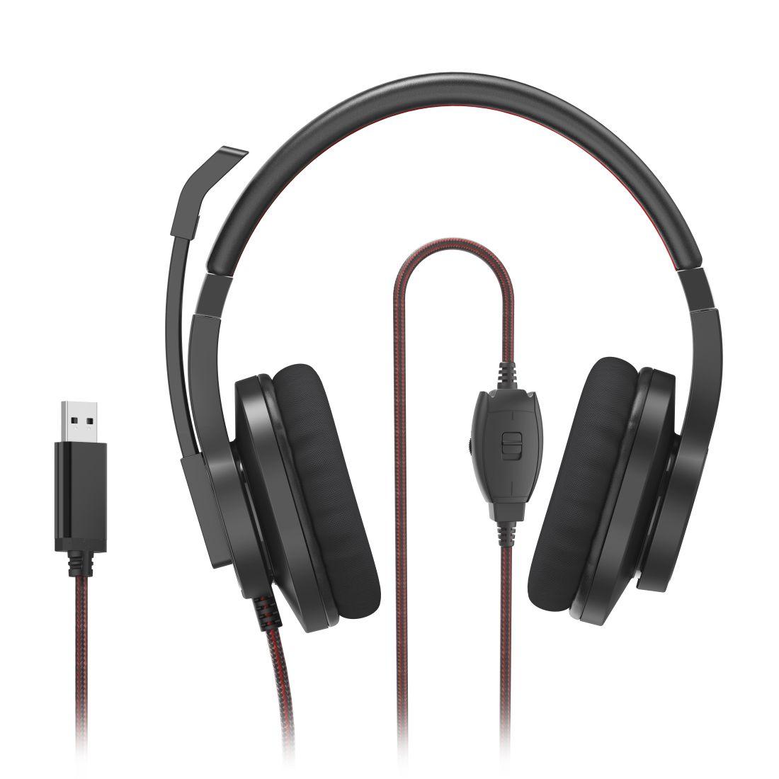Auscultadores com Microfone HAMA HS-USB400 V2 (Binaural - Com fios - Circum-aural - Preto e Vermelho) — miniatura 3