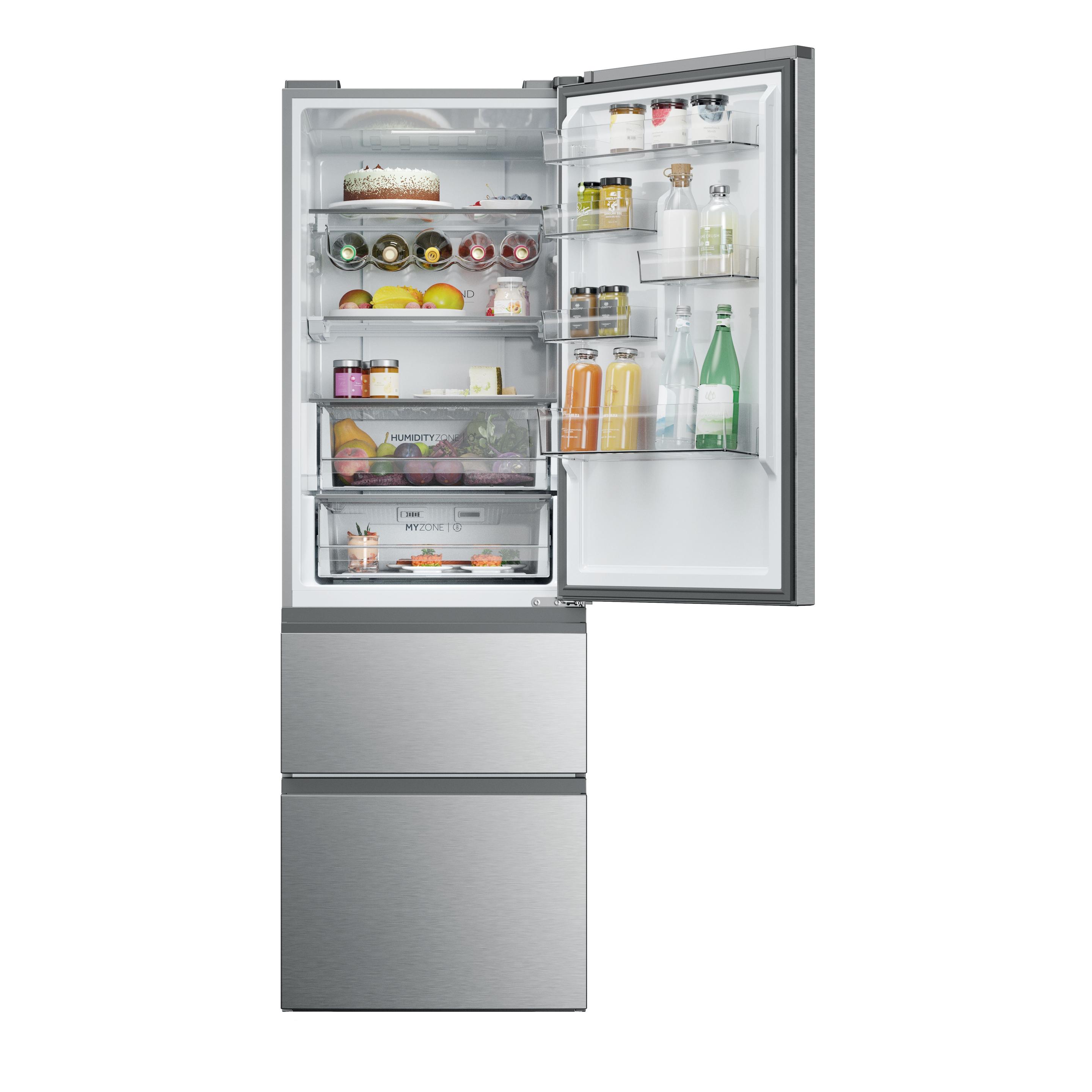 Frigorífico Combinado Independente HAIER HTW5618CNMG (360 l - hOn - 185x59,5x66,7 cm - Prateado) — miniatura 2
