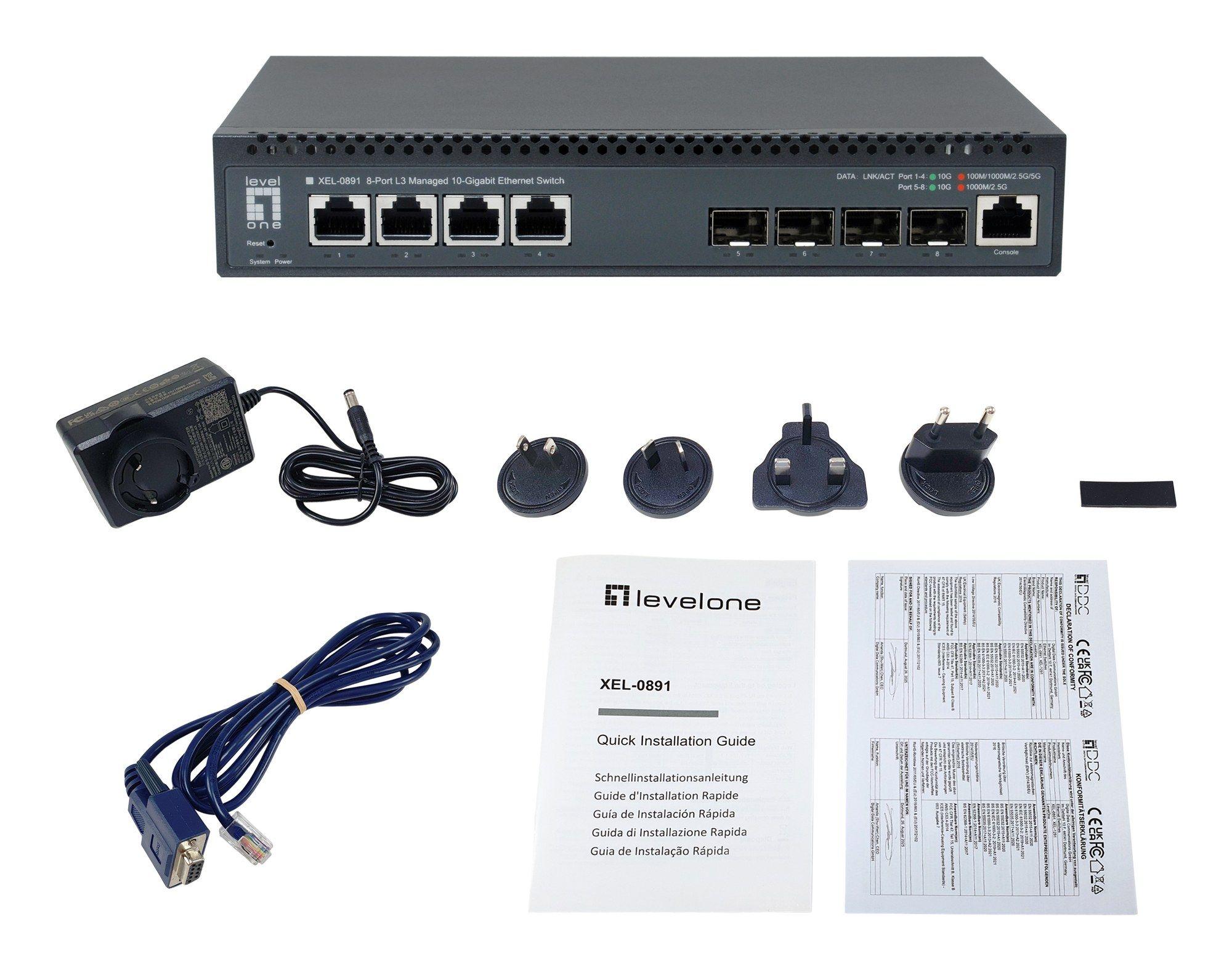 Switch Gerido LEVELONE XEL-0891 (10G Ethernet - 12 MB - 160 Gbit/s - Cinzento) — miniatura 4