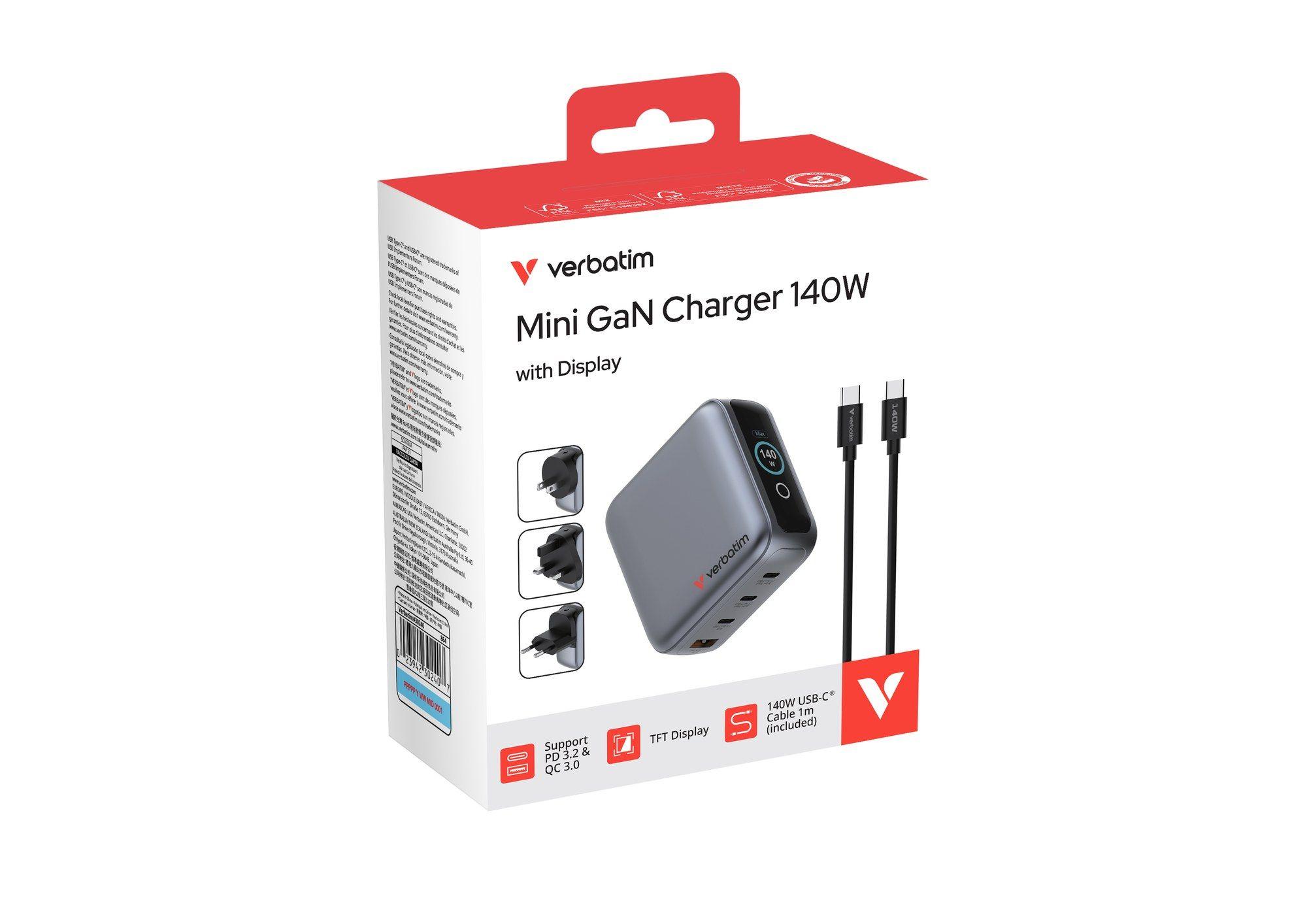 Carregador de Parede VERBATIM 30240 (140 W - Preto), miniatura 3