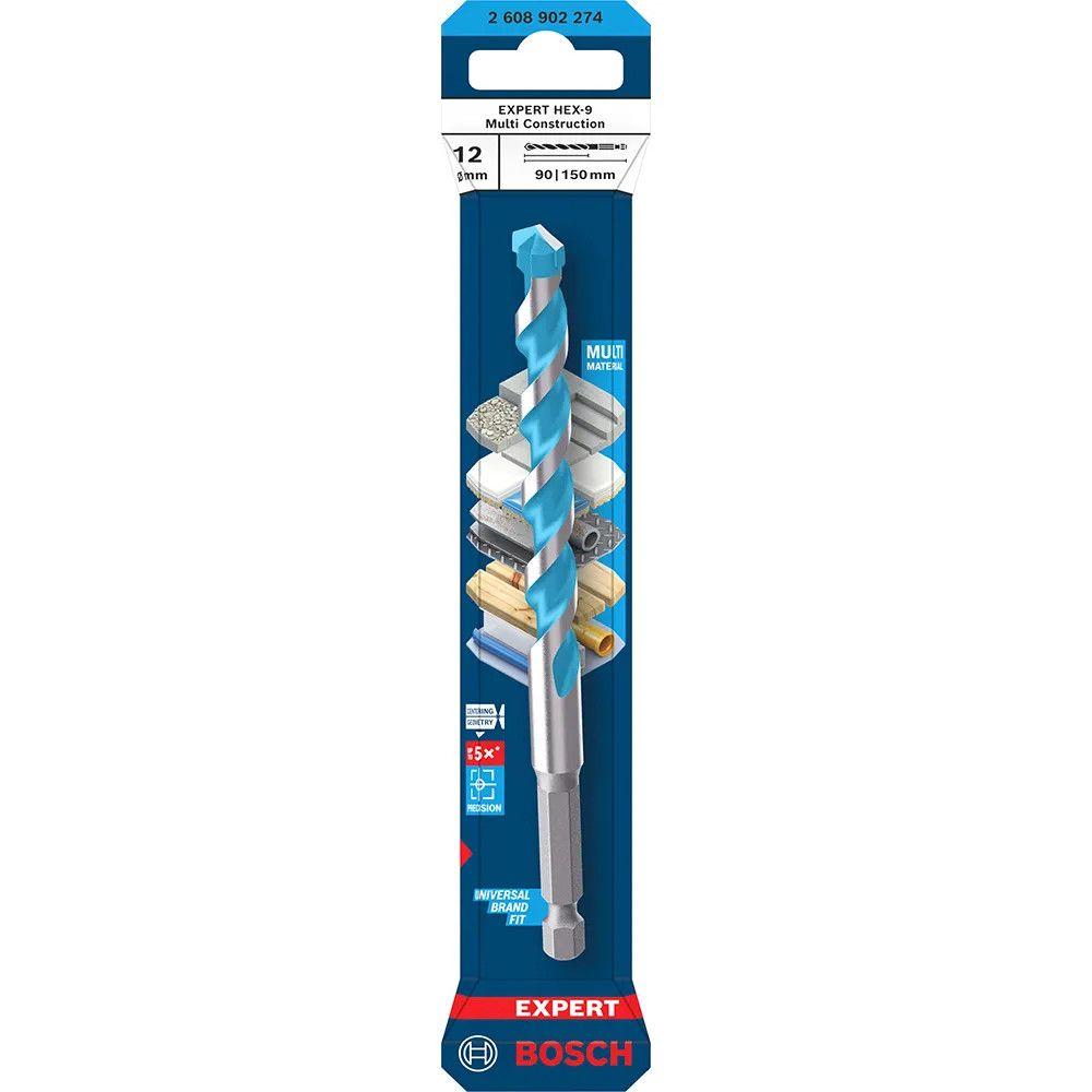 Broca Multiusos BOSCH EXPERT HEX-9 Multi Construction 2608902274 (12 x 90 x 150 mm - Conjunto de 5), miniatura 3