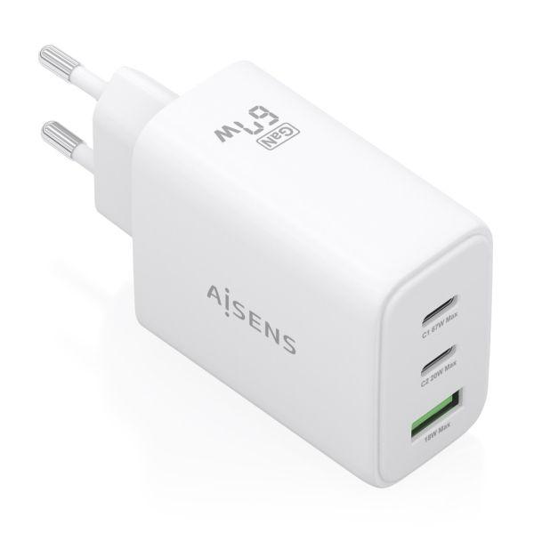 Carregador GaN USB-C AISENS ASCH-67W3P086-W (67 W - GaN - Branco)