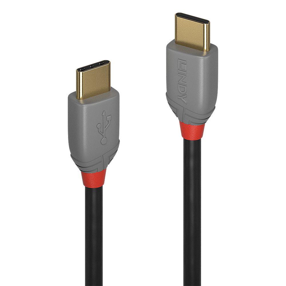 Cabo USB-C LINDY 36872 (2 m - USB C - Preto e Cinzento)