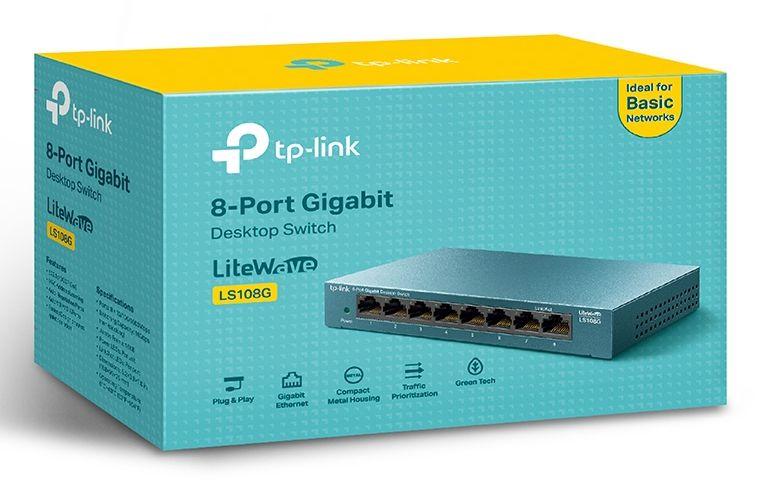 Switch de Rede TP-LINK LS108G (Gigabit Ethernet - 16000 bytes - Até 1000 Mbps - Azul), miniatura 4