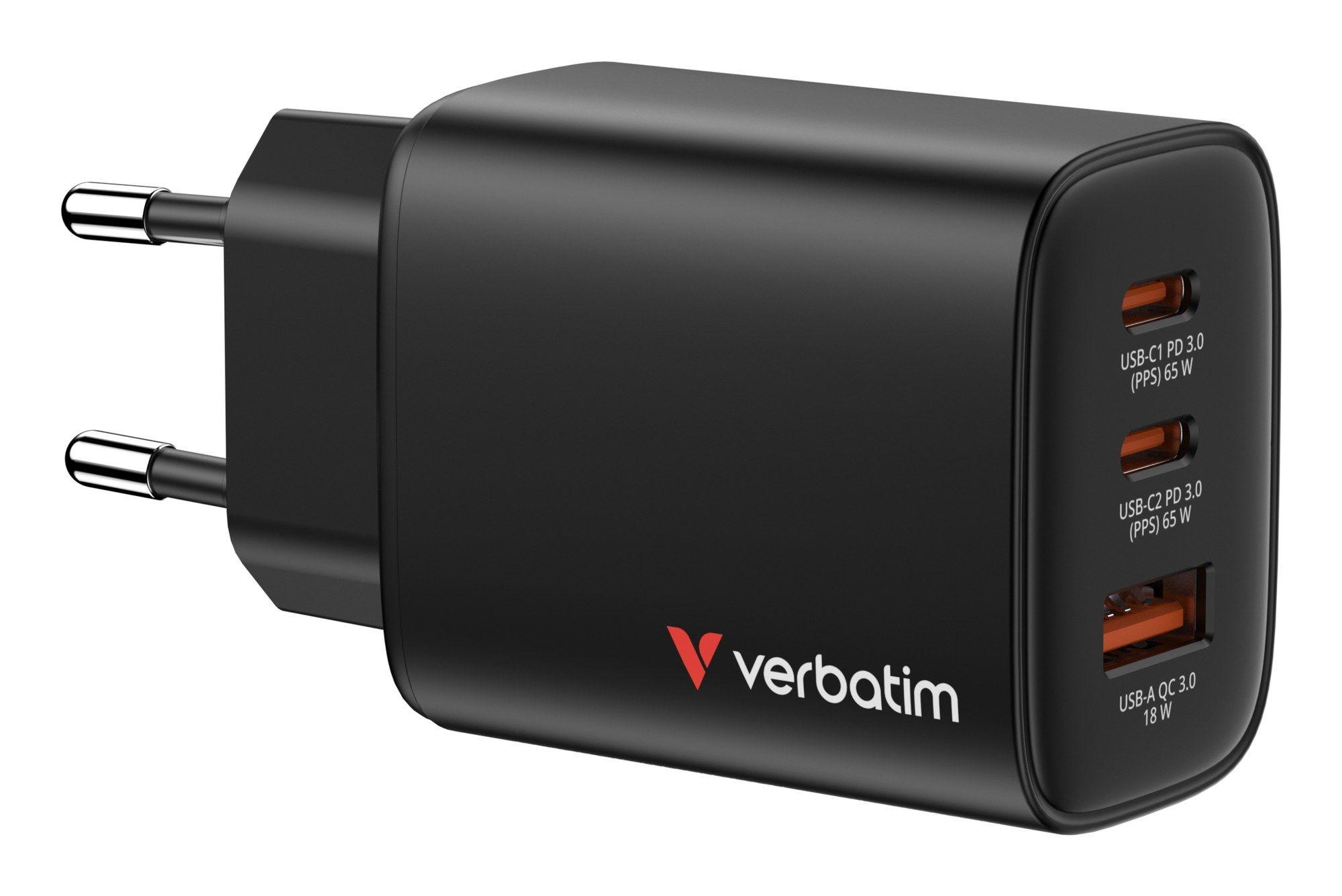 Carregador de Parede VERBATIM GaN III Essentials 32352 (Universal - Tipo C - Preto)