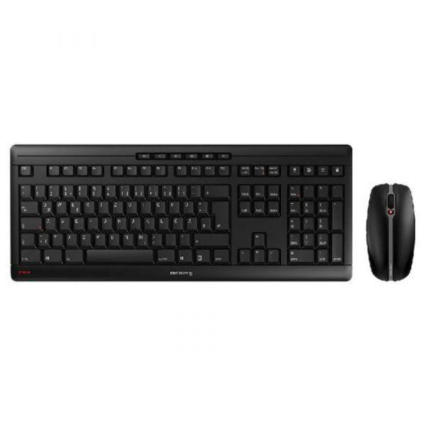 Teclado e Rato CHERRY STREAM DESKTOP (Francês - Cherry SX - Tamanho completo - Preto)