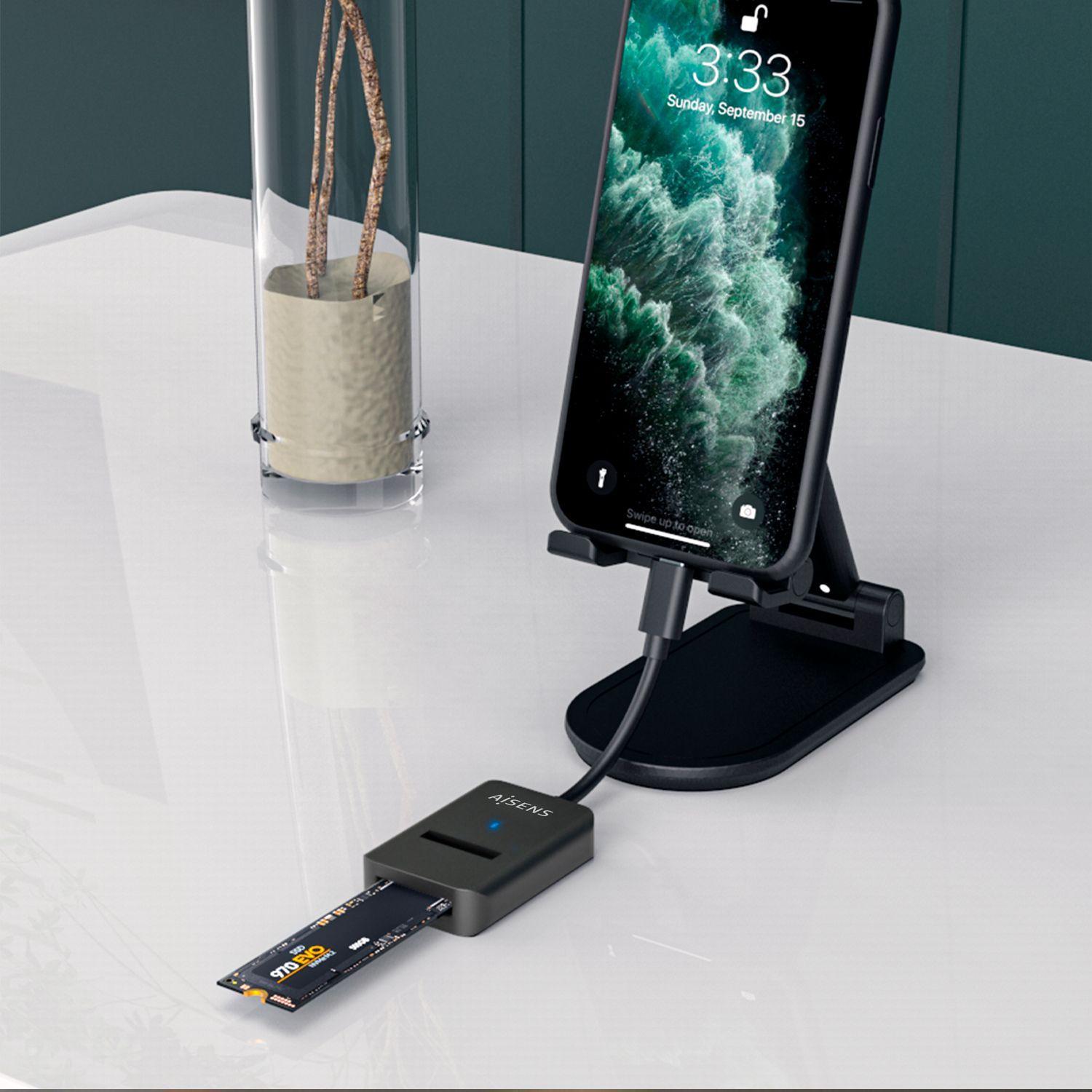 Caixa Externa USB-C para SSD M.2 AISENS ASUC-M2D011-BK (2 TB - M.2 - SATA e NVMe - Preto) — miniatura 6