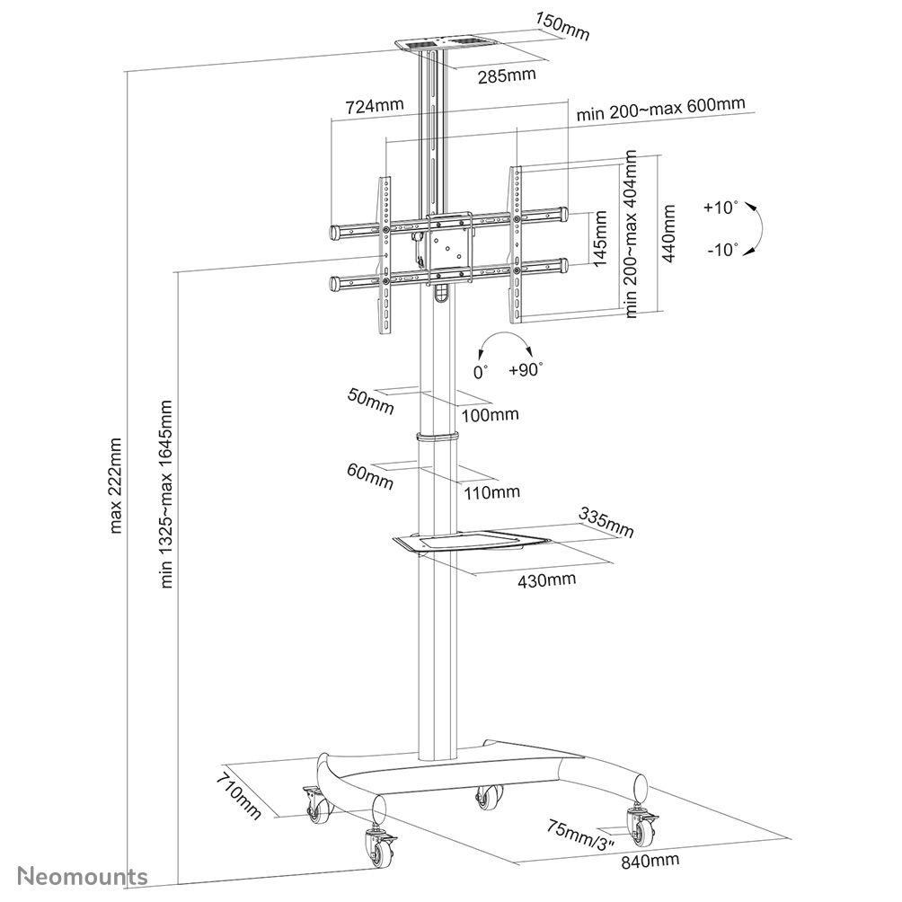Suporte de Chão para TV NEOMOUNTS PLASMA-M1900E (37–70" - 50 kg - Preto), miniatura 13