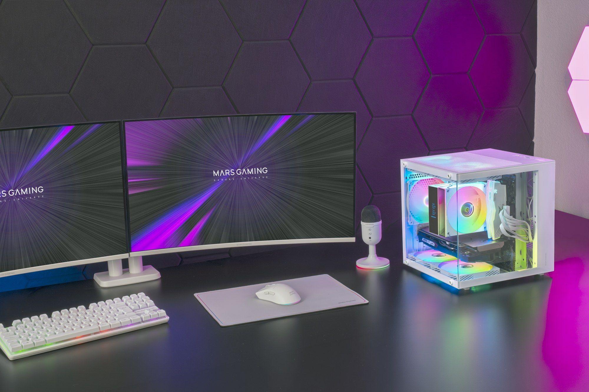 Caixa Mini Tower MARS GAMING MC-CUBEW (Micro ATX, Mini-ITX - Mini Tower - Vidro temperado - Branco) — miniatura 11