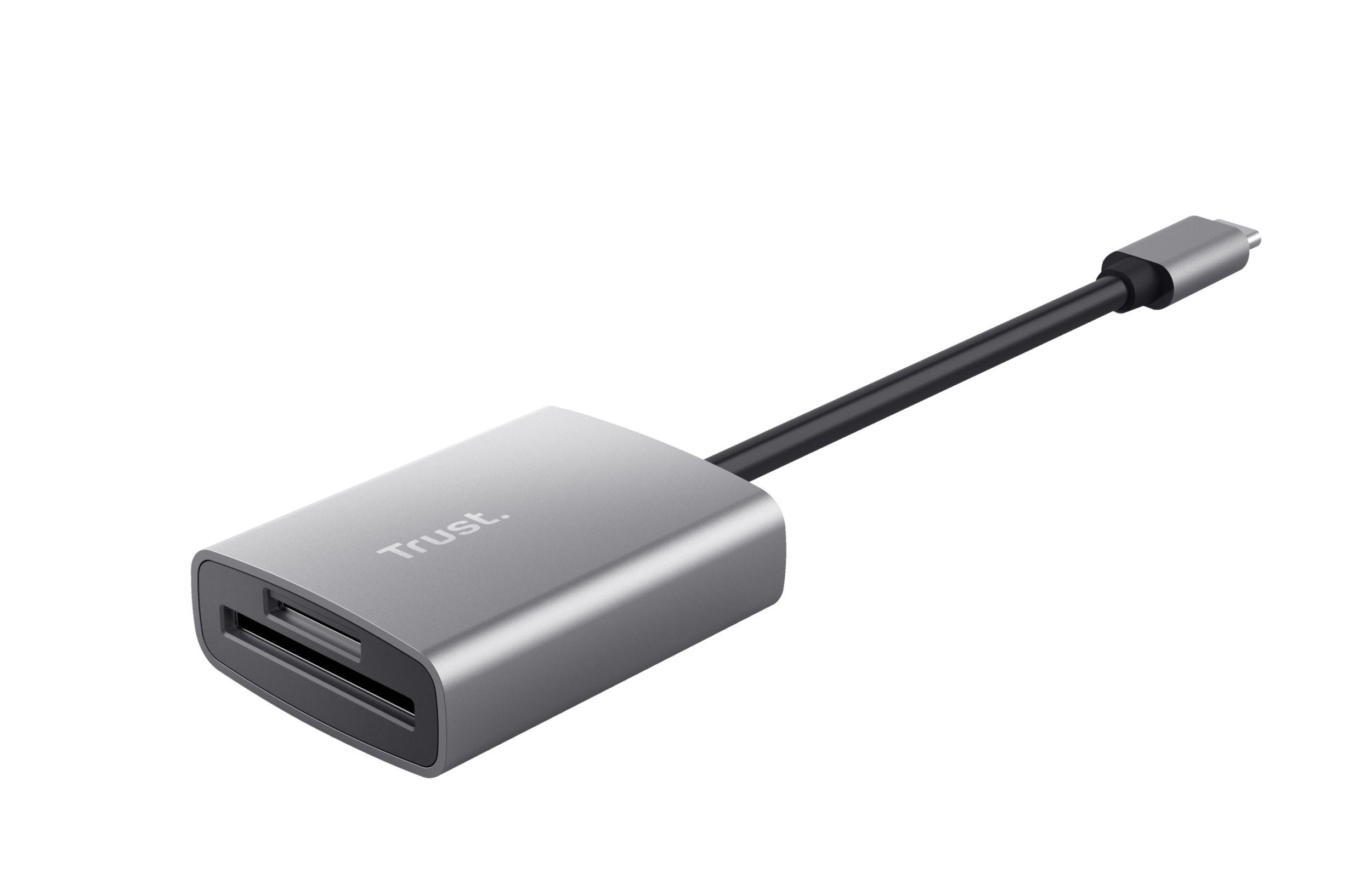 Leitor de Cartões TRUST Dalyx Fast USB-C (USB 3.2 Gen 1 Type-C - Até 104 MB/s - Alumínio)