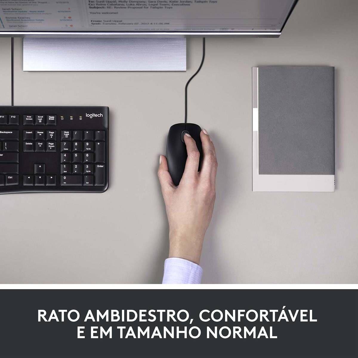 Teclado e Rato LOGITECH MK120 (Português - Membrana - USB - Preto), miniatura 5