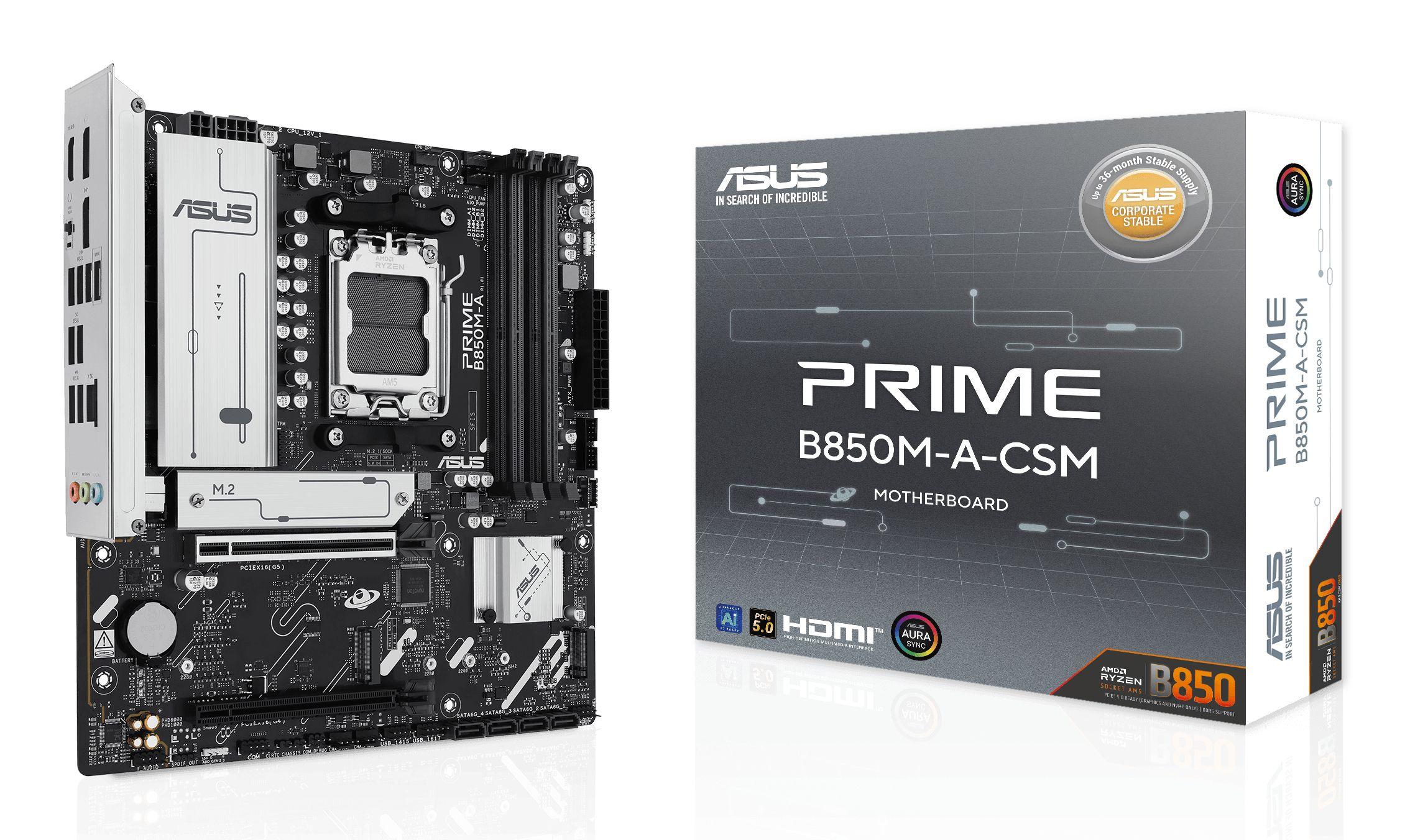 Motherboard ASUS PRIME B850M-A-CSM (AM5 - micro ATX - Não suportado - Cinzento)
