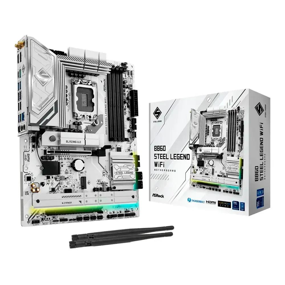 Motherboard ASROCK B860 Steel Legend WiFi (LGA 1851 - Intel Core Ultra - ATX - Branco)