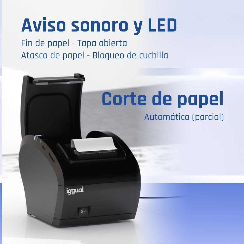 Impressora Térmica de Talões IGGUAL TP8002 (80 mm - Térmica directa - Com fios - Preto) — miniatura 3