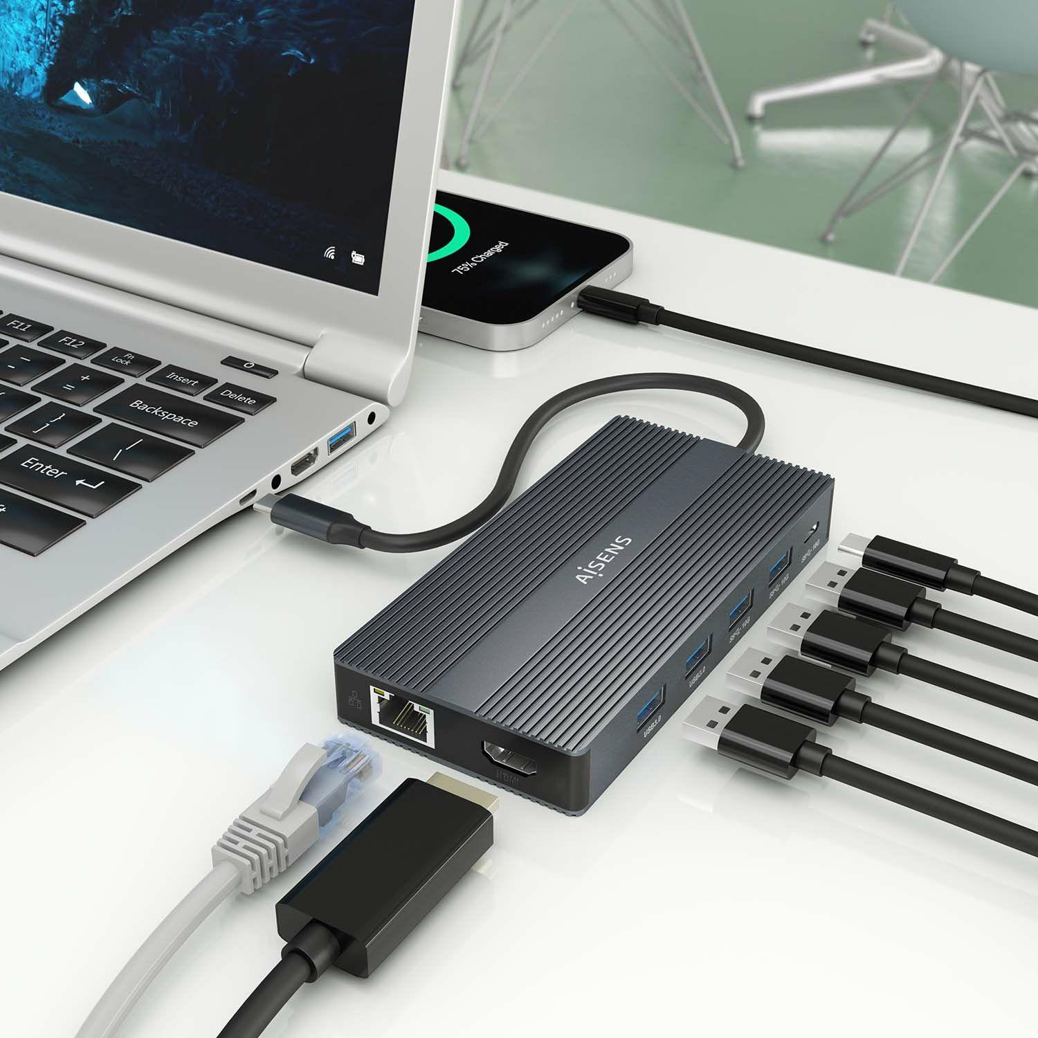 Conversor USB-C AISENS ASUC-12P017-GR (0,2 m - Cinzento), miniatura 4