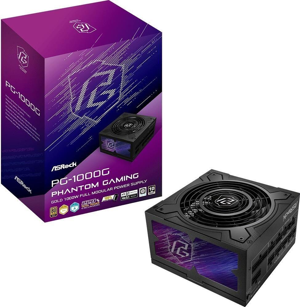 Fonte de Alimentação ASROCK Phantom Gaming PG-1000G (ATX - 750 W - 80 PLUS Gold - Preto)